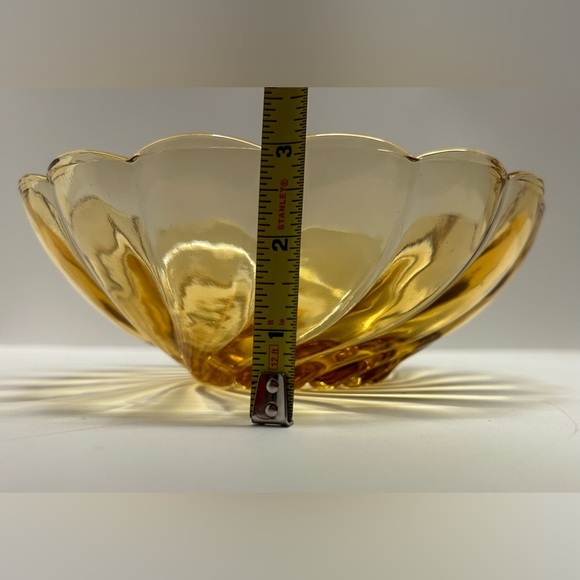 Vintage Hazel Atlas Marigold Amber Swirl Depression Glass Fruit/Dessert Bowl, - Picture 9 of 12